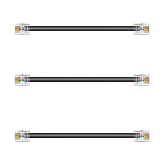 Picture of Ubramac 3Pack Phone Telephone Extension Cord 6 inch Cable Line with Standard RJ11 6P4C Plugs for Landline Phone and Fax(Black,6 inch)