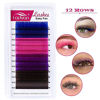 Picture of Colored Lash Extensions 0.07mm D 16mm Curl Volume Eyelash Extensions 4 Color Lashes Blue Pink Purple Brown Colorful Eyelashes Self Fanning Lashes Use By FADVAN (16mm)