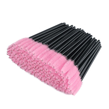 Picture of G2PLUS Disposable Eyelash Mascara Brushes Wands Applicator Makeup Kits, 100 Pack Eyelash Spoolies Eyelashes Brush for Eyelash Extensions and Eyebrow Brush (Pink)