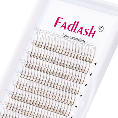 Picture of Volume Lash Extensions 0.07 Colored Lash Extensions 3D Premade Volume Fans Eyelash Extensions Brown Long Stem C Curl Premade Lash Fans (Brown-0.07C, 14mm)