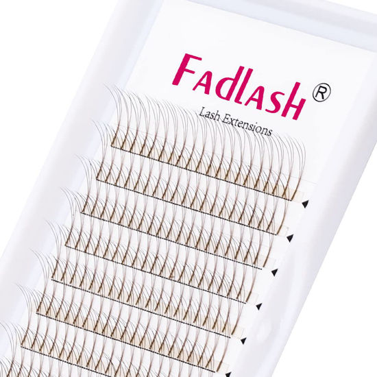 Picture of Volume Lash Extensions 0.07 Colored Lash Extensions 3D Premade Volume Fans Eyelash Extensions Brown Long Stem C Curl Premade Lash Fans (Brown-0.07C, 14mm)