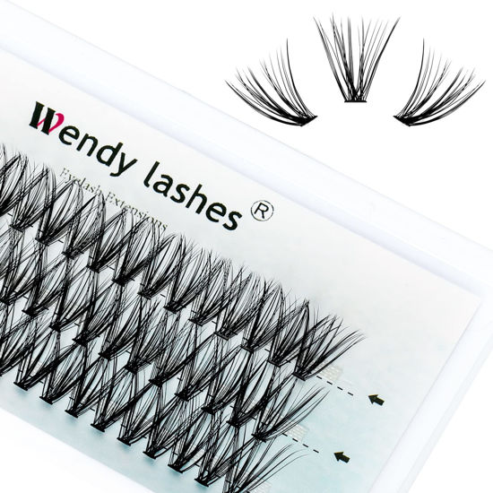 Picture of Individual Lashes 30 Root 12-16mm Cluster Eyelashes C Curl 0.07mm Eyelash Extension 30D Soft Lightweight Professional Makeup Handmade Individual Cluster Eye Lashes(Cluster Lashes-30D-0.07-C,14mm)