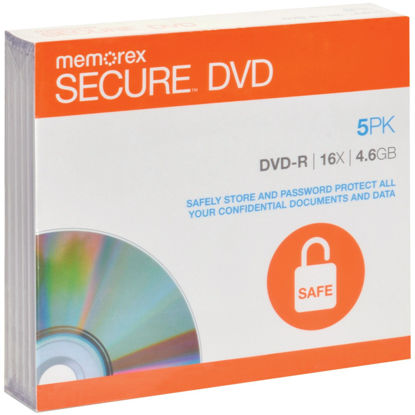 Picture of Memorex 98967 Secure DVD-Rs with AES 256-Bit Software Encryption (5 Pack)