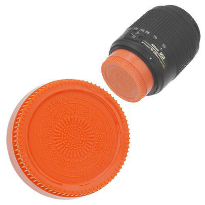 Picture of Fotodiox Designer (Orange) Rear Lens Cap Compatible with Nikon F-Mount Lenses (Non-AI, AI, AIS, AF, AFD, AFS, G, DX, FX)