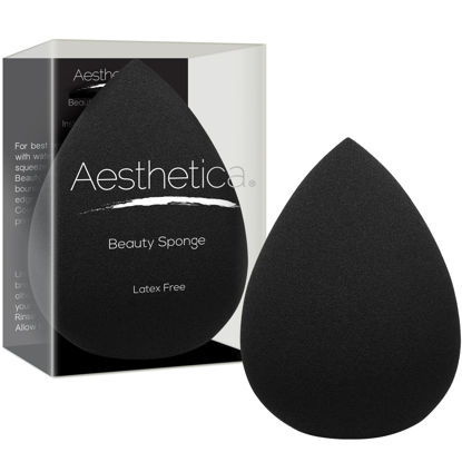 Picture of Aesthetica Cosmetics Beauty Sponge Blender - Latex Free and Vegan Makeup Sponge Blender - For Powder, Cream or Liquid Application - One Piece Make Up Sponge