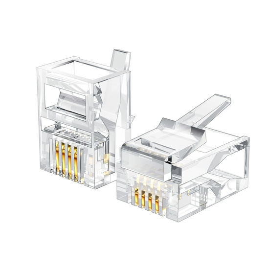 Picture of LanSenSu 25 Pack RJ11 Plug 6P4C Phone Modular Telephone Cord Connector Adapter Crimp