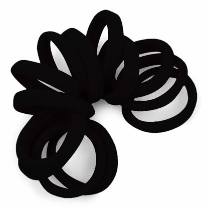 Picture of Cyndibands Seamless Hair Ties - Black - Extra Gentle Soft and Stretchy Nylon Fabric Ponytail Holders - 12 Count