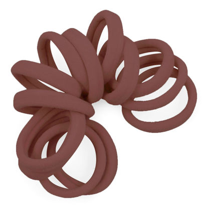 Picture of Cyndibands Medium Brown Seamless Hair Ties - Extra Gentle Soft and Stretchy Nylon Fabric Ponytail Holders - 12 Pack