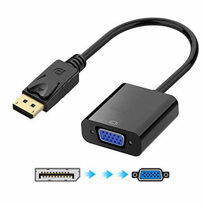 Picture of DisplayPort to VGA Adapter 1080P Video Converter, Gold-Plated Display Port DP to VGA Adaptor Male to Female Compatible with Computer, Laptop, PC, Monitor, Projector, HP, Lenovo, Dell, ASUS - Black