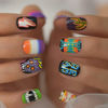 Picture of Short Funny Harajuku Style Fake False Nails With Designs Round Press Ons Nails Art Tips For Students Girls