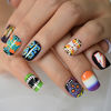 Picture of Short Funny Harajuku Style Fake False Nails With Designs Round Press Ons Nails Art Tips For Students Girls