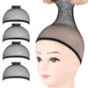 Picture of Wig Caps, FANDAMEI 4PCS Wig Caps Mesh Net Open End, Black Wig Cap for women, Nylon Mesh Wig Caps Net, Strength Wig Cap, Mesh Wig Caps Black