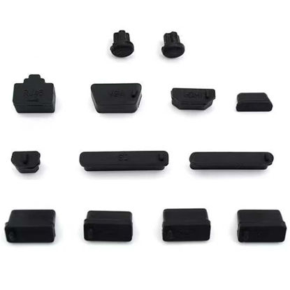 Silicone VGA Port Anti-Dust Stopper Cap Cover for DB9, RS232, Black 10pcs