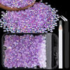 Picture of 4000pcs 4mm Resin Rhinestones Bulk, Lavender Purple AB Flatback Round Jelly Rhinestones Bedazzling Non Hotfix Crystal Gems Large Quantity Wholesale for DIY Crafts Clothes Tumblers Face Makeup Manicure