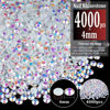 Picture of 4000pcs 4mm Resin Rhinestones Bulk, White AB Flatback Round Jelly Rhinestones Bedazzling Non Hotfix Crystal Gems Large Quantity Wholesale for DIY Crafts Clothes Bottles Tumblers Face Makeup Manicure