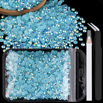 Picture of 2500pcs 5mm Resin Rhinestones Bulk, Lake Blue AB Flatback Round Jelly Rhinestones Bedazzling Non Hotfix Crystal Gems Large Quantity Wholesale for DIY Crafts Clothes Tumblers Face Makeup Manicure