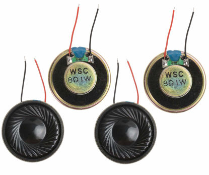 Picture of YXQ 1W 8 Ohm Micro Internal Speaker Loudspeaker 32mm Dia Round Metal Shell with Wire (4Pcs)