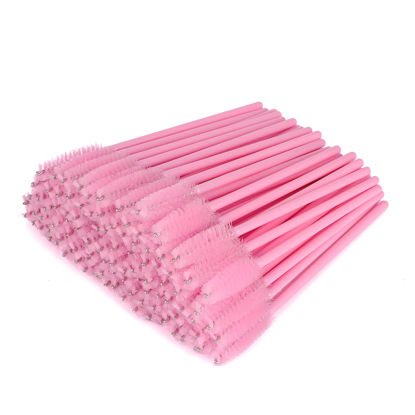 Picture of G2PLUS Disposable Eyelash Mascara Brushes Wands Applicator Makeup Kits 100 Pack Eyelash Spoolies Eyelashes Brush for Eyelash Extensions and Eyebrow Brush (Baby Pink)