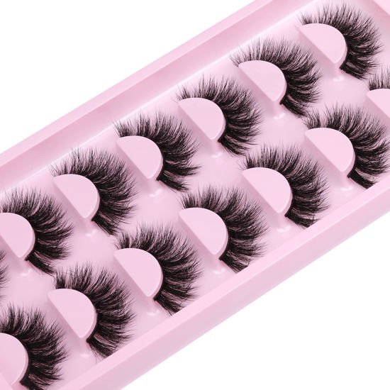 Picture of 3D Mink Lashes Fluffy False Eyelashes Dramatic Long Thick Fake Eye Lash Wispy 7 Pairs Strip Lashes Pack