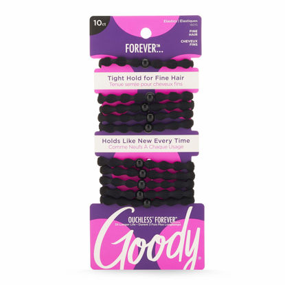 Picture of Goody Forever Ouchless Elastic Fine Hair Tie - 10 Count, Black - 4MM for Fine Hair - Hair Accessories for Women and Girls - Perfect for Long Lasting Braids, Ponytails and More