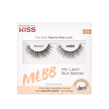 Picture of KISS MLBB My Lash But Better False Eyelashes, Everyday Wearable Volume with Superfine Band Technology, Easy To Apply, Reusable, Cruelty-Free, Contact Lens Friendly, Style 'Blessed', 1 Pair Fake Eyelashes