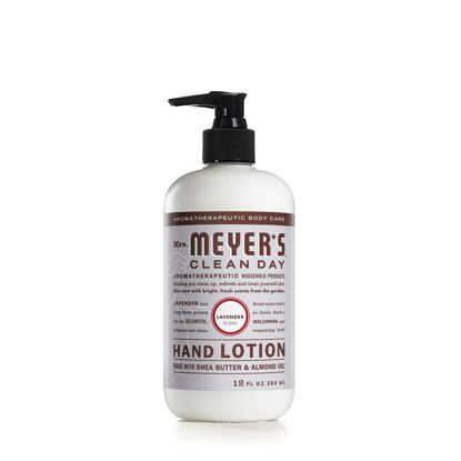 Picture of Mrs. Meyer's Hand Lotion for Dry Hands, Non-Greasy Moisturizer Made with Essential Oils, Lavender, 12 oz