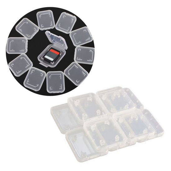 Picture of 10 Pcs Plastic Memory Card Storage Case Compatible with SD MMC/SDHC PRO Duo White