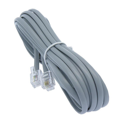 Picture of 7ft Heavy Duty RJ11 / RJ14 Silver Satin 4 Conductor Reverse Wired Telephone Line Cord by Corpco