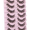 Picture of wiwoseo False Eyelashes Russian Strip Lashes Clear Band Natural Styles 3D Wispy Fluffy D Curly 15MM Cat Eyes Lashes 10 Pairs Pack