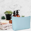 Picture of WANDF Cosmetic Bag for Women Makeup bag Organizer Mini Makeup Pouch for Purse Water Resistant Girls Gift(Light Blue)