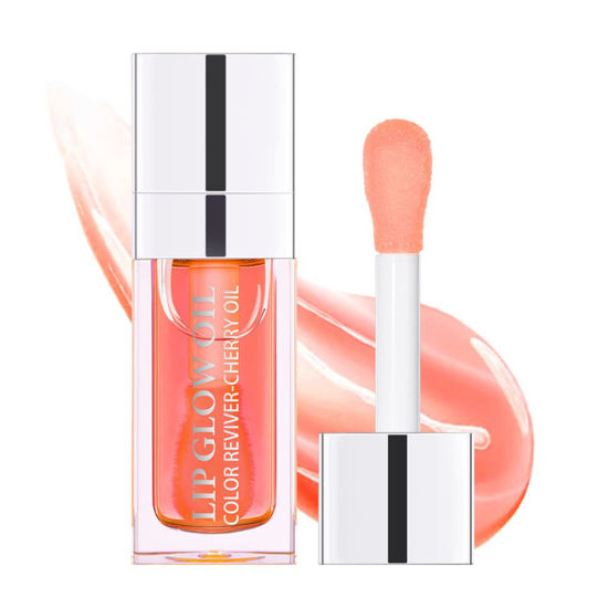 Picture of Rmoce Lip Oil, Hydrating Lip Glow Oil, Lip Plumper Gloss, Moisturizing Lip Oil, No-Sticky Transparent Plumping Lip Gloss, Lip Gloss Lip Balm Lip Care (Pink)