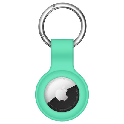 Picture of Linsaner Compatible with AirTag Case Keychain Air Tag Holder Silicone AirTags Key Ring Cases Tags Chain Apple AirTag GPS Item Finders Accessories, Mint Green