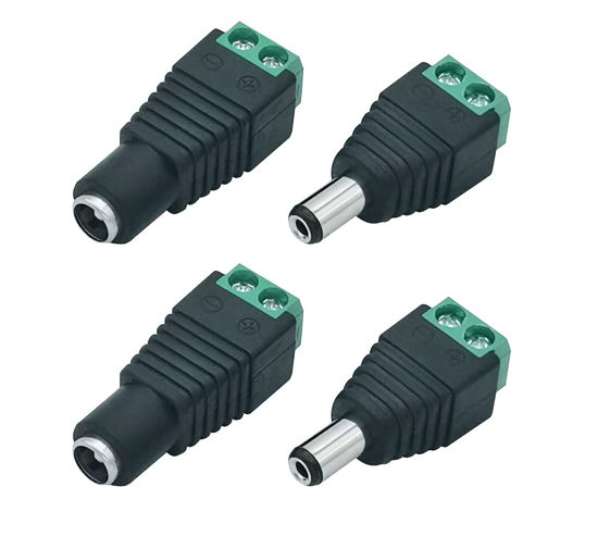 Pack of 10 Male/Female 12V DC Power Connectors 5.5mm Jack Adapter