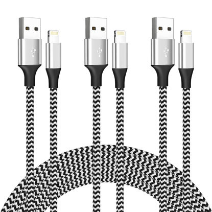 Picture of iPhone Charger [Apple MFi Certified] 3Pack 6FT,Lightning Cable Nylon Braided USB Charging Cable High Speed Transfer Cord Compatible with iPhone 14 13 12 11 Pro Max XR XS X 8 7 6 Plus SE/iPad/iPod