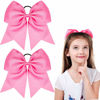 Picture of 2 Packs Jumbo Cheerleading Bow 8 Inch Cheer Hair Bows Large Cheerleading Hair Bows with Ponytail Holder for Teen Girls Softball Cheerleader Outfit Uniform (Hot Pink)