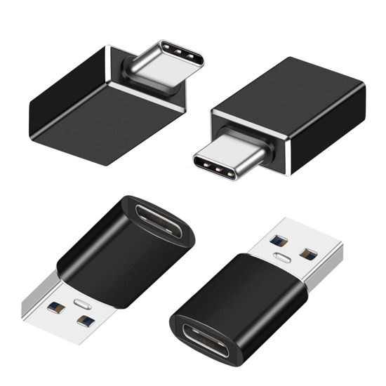 Picture of [4 Pack] USB C to USB 3.1 Adapter (2 Pack)&USB to USB C 3.1 Adapter (2 Pack) for iPhone/PC/Samsung/Airpods/iPad/Laptop/MacBook/CarPlay/Google/etc,Black (Black)