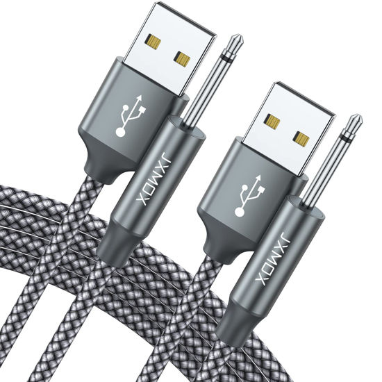 Picture of JXMOX USB Charger Cord 2.5mm, (2-Pack 3ft) Replacement DC Charging Cable (Grey)