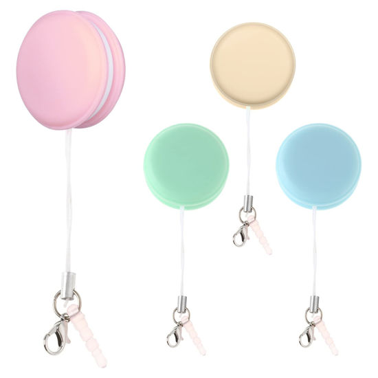 Picture of jojofuny 4 Pcs Macaron Phone Screen Cleaner Novelty Macaron Shape Cleaning Ball Keychain for Cleaning Mobile Phone Computer Glasses (Random Color)