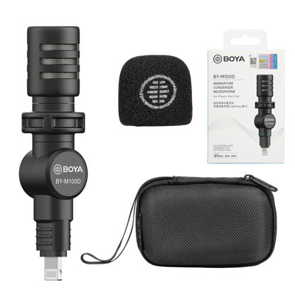 Picture of BOYA BY-M100D External Microphone for iPhone, iPad, iOS - Mini Mic for iPhone with MFi-Certified Lightning Jack, 180° Swivel - Apple Smartphone Microphone for Video Recording,Vlogging,Interviews