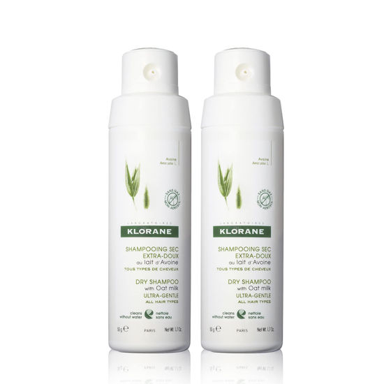 Picture of Klorane Dry Shampoo with Oat Milk, Non-Aerosol, Loose-powder, All Hair Types, Ultra Gentle, No White Residue, Paraben & Sulfate-Free Duo (Pack of 2)