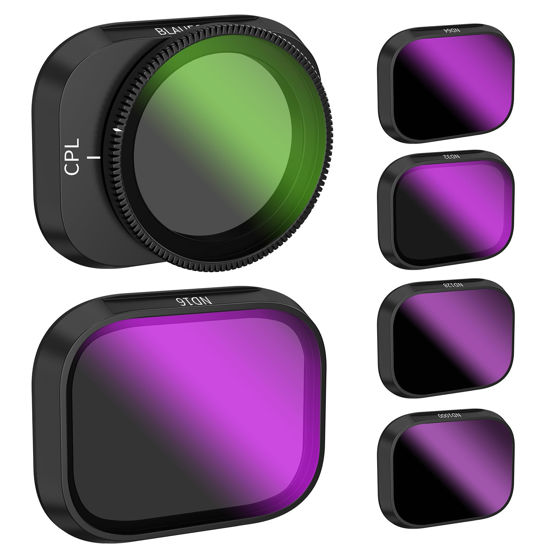 Picture of BLAUEOCHI DJI Mini 3/Mini 3 Pro ND CPL Filters Set HD Multi Nano Coating Optical Glass, Aluminum Alloy Frame - CPL ND16 ND32 ND64 ND128 ND1000, DJI MINI3 Camera Lens Filter for Bright Sunlight