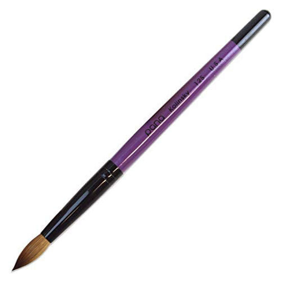 Picture of PANA Pure Kolinsky Hair Acrylic Nail Brush - Round Shape Black Ferrule with Purple Wood Handle (Size 14) - Nail Brush for Acrylic Nail Application, Nail Extension, Manicure Pedicure Salon Beginner and Professional