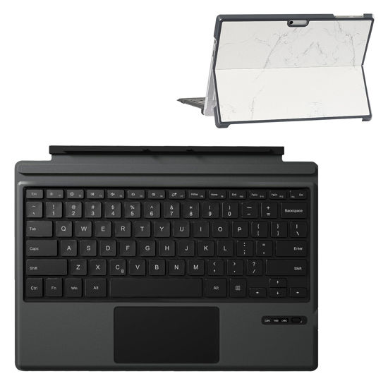 Picture of Qulose Keyboard Case for Microsoft Surface Pro 7 Plus/Pro 7 / Pro 6 / Pro 5 / Pro 4 / Pro 3, Wireless Bluetooth Magnetic Detachable Ergonomic Keyboard with Rechargeable Battery and Trackpad