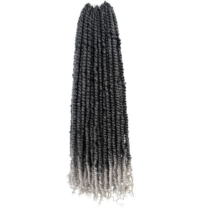 Picture of The BOHOBABE Long Pre-twisted Passion Twist Crochet Hair 30 Inch Pre-looped Long Crochet Passion Twist Braiding Hair 8 Packs Soft Bohemian Twists (T1B/grey)