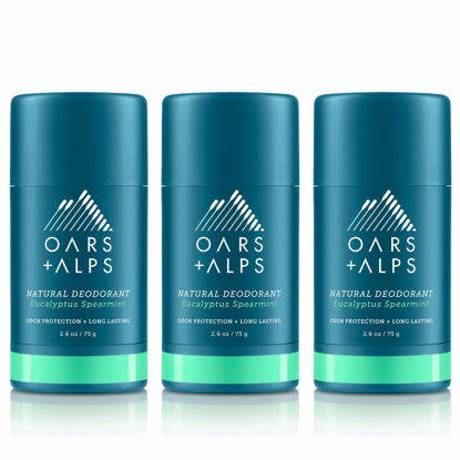 Picture of Oars + Alps Aluminum Free Deodorant for Men and Women, Dermatologist Tested and Made with Clean Ingredients, Travel Size, Eucalyptus Spearmint, 3 Pack, 2.6 Oz Each