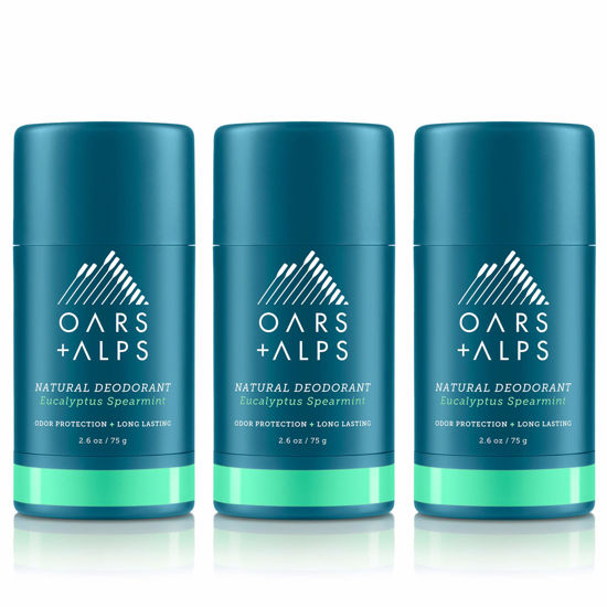 Picture of Oars + Alps Aluminum Free Deodorant for Men and Women, Dermatologist Tested and Made with Clean Ingredients, Travel Size, Eucalyptus Spearmint, 3 Pack, 2.6 Oz Each