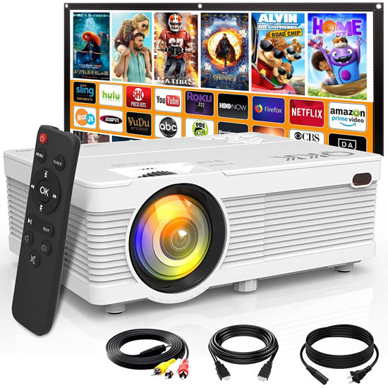 Picture of Mini Projector, Latest Upgraded Home Projector Full HD 1080P and 200" Display Supported, Compatible W/TV Stick, Smartphone, HDMI, AV, SD