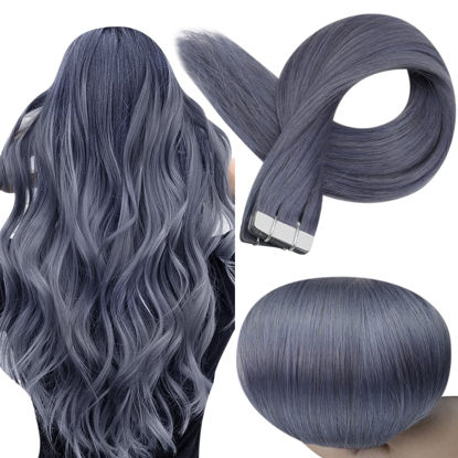 Picture of Full Shine Blonde Virgin Tape in Hair Extensions Human Hair 20 Inch Platinum Blonde Injection Tape in Extensions Color 60 Natual Tape in Human Hair Extensions 12.5G Invisible Tape Extensions 5Pcs