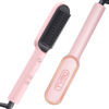 Picture of TYMO Ring Pink Hair Straightener Brush - Hair Straightening Iron with Built-in Comb, 20s Fast Heating & 5 Temp Settings & Anti-Scald, Perfect for Professional Salon at Home