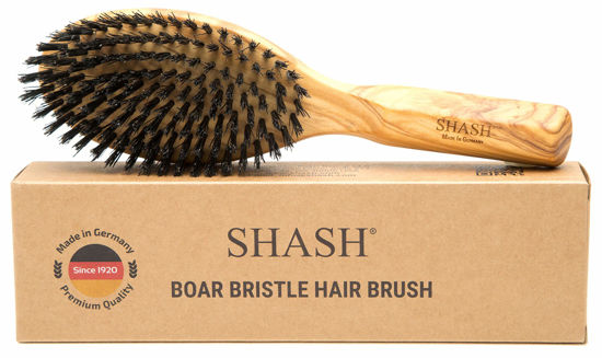 Picture of Since 1869 Hand Made in Germany - 100% Boar Bristle Hair Brush for Men and Women, For Thin To Normal Hair, Help Restore Natural Shine, Smooth Hair, Improve Texture, Exfoliate Scalp, Naturally Conditions and Detangles